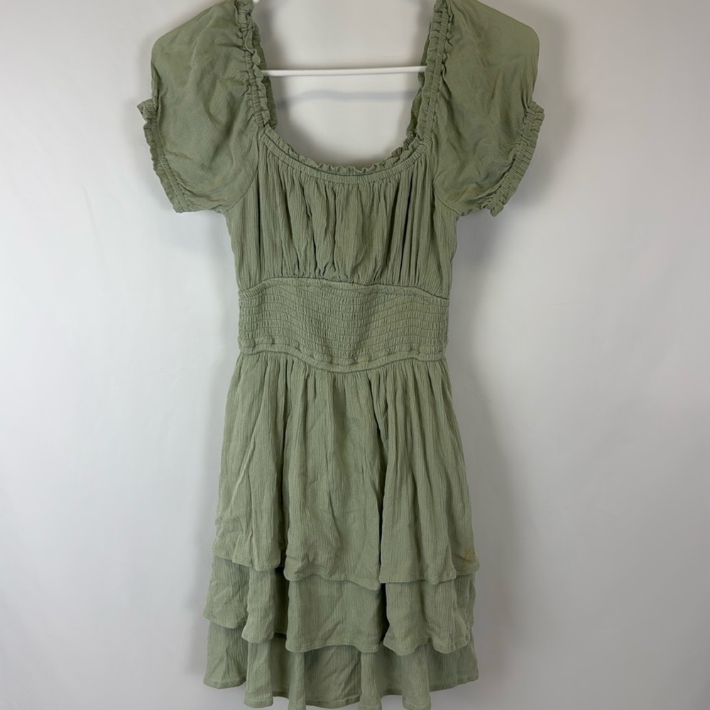 Hollister Olive Ruffled Dress